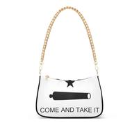 linqin Borsa a tracolla con catena da donna con tasche interne multiple | Bandiera del Texas Vieni e Take It, tessuto in poliestere, decorazione a catena in oro massiccio, gite quotidiane