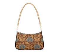linqin Borsa a tracolla con catena da donna con tasche interne multiple | Fogliame di peonia blu d'ombra, facile da pulire, linee lisce minimaliste, per spostamenti in ufficio