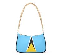 linqin Borsa a tracolla da donna con scomparto separato per telefono | Bandiera di Santa Lucia, Texture morbida e liscia, Decorazione a catena in oro massiccio, Incontri