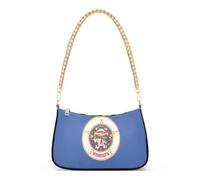 linqin Borsa a tracolla da donna con tasca privacy con cerniera | Bandiera blu dello stato del Minnesota, resistente allo strappo, decorazione a catena in oro massiccio, passeggiata in città