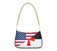 linqin Borsa a tracolla da donna con tasche interne multiple | Bandiera degli Stati Uniti e dei Cavalieri Templari, facile da pulire, design semplice e alla moda, stile street