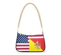 linqin Borsa a tracolla da donna con tasche interne multiple | Bandiera degli Stati Uniti e della Sicilia, facile da pulire, design semplice e alla moda, per serate fuori