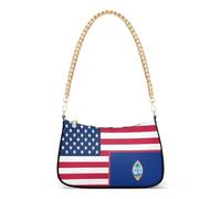 linqin Borsa a tracolla da donna con tasche interne multiple | Bandiera degli Stati Uniti e Guam, tessuto in poliestere, linee lisce minimaliste, passeggiata in città