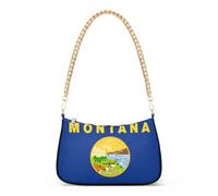 linqin Borsa a tracolla da donna con tasche interne multiple | Bandiera del Montana, facile da pulire, catena in oro massiccio, decorazione per il fine settimana