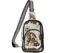 linqin Borsa a tracolla da donna con tracolla regolabile | 7,1 × 10 × 25 cm, soddisfa le regole di sicurezza, compatto ed elegante, gatto soriano a righe