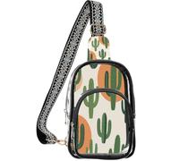 linqin Borsa a tracolla da uomo con tracolla regolabile | Parte anteriore in PVC trasparente, resistente all'usura, nessun dolore alla spalla, deserto sudoccidentale del cactus
