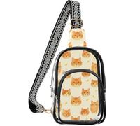 linqin Borsa a tracolla per pendolari quotidiani con scomparto principale | Hardware con cerniera in metallo, per tutte le stagioni, leggero, portatile, facce di gattino arancione