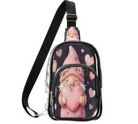 linqin Borsa a tracolla per viaggiatori all'aperto con tasche multiple | Dimensioni 17,1 x 10,2 x 25,7 cm, uso quotidiano, nessun dolore alle spalle, gnomo dell'amore