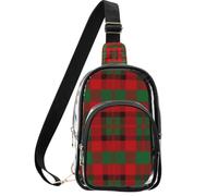 linqin Borsa a tracolla trasparente da donna con scomparto principale | Dimensioni: 18 x 10 x 25 cm, rispetta le regole di sicurezza del luogo, nessun dolore alle spalle, plaid rosso verde audace