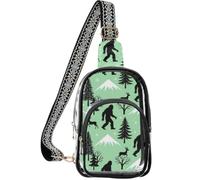linqin Borsa a tracolla trasparente da uomo con tasca posteriore nascosta | 7,1 × 4 × 10,2 pollici, approvato, nessun dolore alla spalla, scena scimmia boschi innevati