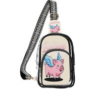 linqin Borsa a tracolla trasparente da uomo con tasche multiple | 7,1 × 10 × 10,2 pollici, per tutte le stagioni, leggero portatile, credere maiale volante