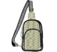 linqin Borsa a tracolla trasparente per eventi con scomparto principale | 7.1×4×10.2 Pollice Dimensione, Cuciture Rinforzate, Cerniere in Metallo Liscio, Impilati Noi Cento Dollari Bills