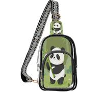 linqin Borsa a tracolla trasparente per pendolari quotidiani con scomparto principale | Chiusura lampo in metallo, conforme alle regole di sicurezza, compatto ed elegante, grande panda