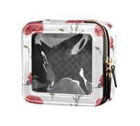 linqin Borsa cosmetica estetica profonda pesca garofano trasparente piccola borsa per il trucco per borsa impermeabile da viaggio borsa cosmetica per le donne, Garofano Pesca, 1 size