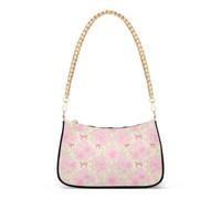 linqin Borsa da donna con tasca per la privacy con cerniera | Ortensia pastello floreale, catena in lega, linee lisce minimaliste, passeggiate nel fine settimana