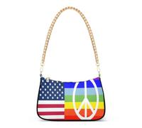 linqin Borsa da donna con tasche interne multiple | Bandiera degli Stati Uniti pace, facile da pulire, linee morbide minimaliste, passeggiata nel fine settimana