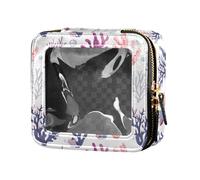 linqin Borsa da toilette da viaggio trasparente con coralli dei cartoni animati, con cerniera, organizer portatile per il volo, Coralli Cartoon, 1 size