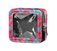 linqin Borsa da toilette trasparente con fiori di phlox rossi incandescenti, borsa organizer per smalto per le donne, Fiori di Phlox Rosso Incandescente, 1 size