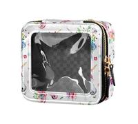 linqin Borsa da viaggio in pelle trasparente con unicorni colorati chic per articoli da toeletta, Chic Unicorni colorati, 1 size