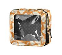 linqin Borsa da viaggio trasparente con gigli bianchi in stile cartone animato giallo mini borse da viaggio trasparenti per articoli da toeletta borsa cosmetica in pelle per le donne, Giglio Bianco