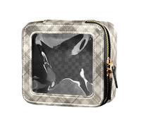 linqin Borsa per il trucco trasparente a quadri grigio cenere per borsa da viaggio per articoli da toeletta borsa per la cura della pelle da viaggio, plaid grigio cenere bufalo, 1 taglia, Plaid