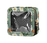 linqin Borsa per il trucco trasparente impermeabile con fiori di cactus verdi borsa da toilette da viaggio borsa per la cura della pelle per volare, Fiori Di Cactus Verde, 1 size
