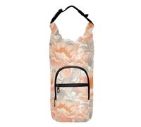 linqin Borsa termica pieghevole per bottiglie d'acqua, con cinghia, per bottiglie d'acqua e peonie di pesca, adatta a bottiglie da 60/61/91/1134 ml