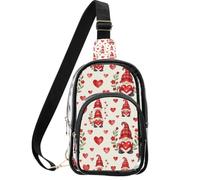 linqin Borsa trasparente da donna con tracolla regolabile | Tessuto in poliestere, rispetta le regole di sicurezza del luogo, nessun dolore alle spalle, simpatico gnomo con cuori