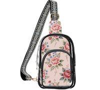 linqin Borsa trasparente per eventi con tasche multiple | Parte anteriore in PVC trasparente, rispettare le regole di sicurezza, cerniere in metallo liscio, acquerello rosa dimentica