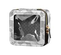 linqin Borse da viaggio grigie delle borse di trucco della radura del giglio per la borsa cosmetica degli articoli da toel, Giglio Grigio, 1 size