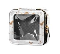 linqin Brown Butterflies Birds Clear Makeup Bags Toiletry Bag Skin Care Bag per volare, Uccelli Farfalle Marrone, 1 size