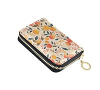 linqin Carino Acquerello Pesche Compact Zipper Card Holder per Viaggi Essenziale RFID Blocco Morbida Pelle 2 Tasche Monete