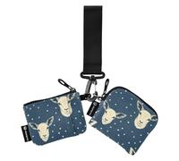 linqin Carino Animal Face - Porta carte da donna, con portamonete, piccolo portafoglio portatile con cinturino da polso, per donne e ragazze, confezione da 2, Simpatico volto di animale, 1 size