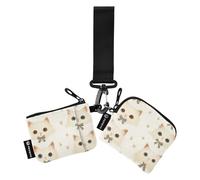 linqin Carino bianco gatti facce porta carte da donna porta carte di credito grande capacità custodia a portafoglio con cinturino da polso per signore ragazze 2 pezzi, Simpatici volti di gatti bianchi