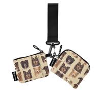 linqin Carino Cani Beige Doppio Portafogli da Polso per Le Donne Dimensioni Compatte Porta Carte di Identità Protettivo con Tasca con Cerniera per Lavoro Viaggi Confezione da, Cute Dogs Beige, 1 size