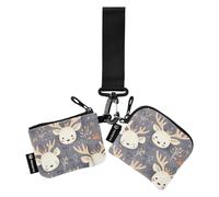 linqin Carino Elk Face Portamonete da donna Porta carte di grande capacità Porta biglietti da visita con tasca con cerniera per donne uomini 2 pezzi, Carino Elk Face, 1 size