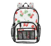 linqin Carino Redcurant Frutta Zaino per la Scuola Trasparente Libro Bag per Le Ragazze See Through Heavy Duty Back Pack, Carino Frutta Bacca Rosso, Taglia 1, Carino frutto di ribes rosso, 1 size