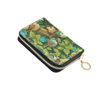 linqin Carino Sparrow Birds Slim Card Case per Viaggi Essenziale Multifunzionale Morbida Pelle 9 Slot per Schede On-the-Go