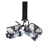 linqin Cartone animato Husky Dog blu doppio portamonete porta carte di credito portafoglio sottile piatto carta d'identità con cinturino da polso per uomini donne 2 pezzi, Cane Husky Cartoon Blu, 1