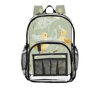 linqin Cartoon Duck Sage Green Kids Zaino trasparente per la scuola Borsa per libri trasparente per ragazze ragazzi Borsa pesante trasparente, cartone animato anatra salvia verde, taglia 1, Anatra
