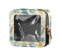 linqin Chic Cartoon Animal Clear Piccolo Trucco Sacchetto di Cuoio Toiletry Bag Viaggio Caso Cosmetico per Viaggio, Chic Cartoon animale, 1 size