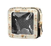 linqin Chic Cute Cats Face Impermeabile Trasparente Makeup Bag Impermeabile Viaggio Toiletry Bag Makeup Bag Organizer per Volare, Chic Cute Cats Face, 1 size