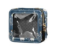 linqin Chic Penguin Blue Clear Makeup Bag per borsa da viaggio borsa da toilette piccola borsa cosmetica per borsa per volare, Chic Penguin Blu, 1 size