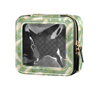 linqin Chic Ravanello verde trasparente borsa per il trucco per borsetta in pelle borsa da toilette borsa per trucco organizer per volare, verde ravanello chic, 1 taglia, Verde Ravanello Chic, 1 size