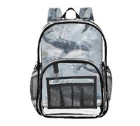 linqin Chic Whales - Zaino trasparente per ragazzi, 1 size, colore: grigio, Chic Whales Grigio, Taille unique