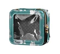 linqin Cute Cats Teal Cute Travel Makeup Bag Clear Borse da viaggio per articoli da toeletta Organizzatore di trucco per volare, Cute Cats Teal, 1 size