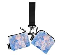linqin Cute Girl Fiordaliso blu portamonete da donna porta carte d'identità grande capacità protezione per carte d'identità con tasca portamonete con cerniera per signore ragazze 2 pezzi, Cute Girl