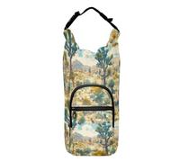 linqin Desert Green Trees - Zaino versatile con coulisse con tasche e porta bottiglia d'acqua, con cinghia, adatto per bottiglie da 60/61/80/1,134 ml, Latte di mucca, 1 size, Claasico