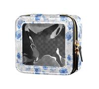 linqin Dreamy Blue Cornflowers - Beauty case trasparente con cerniera per volare, Fiordalisi blu da sogno, 1 size