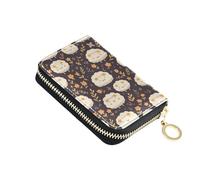 linqin Dreamy Sheep Flowers, piccolo portafoglio compatto per gli spostamenti quotidiani, multifunzione, in pelle vegana, 2 tasche portamonete in movimento